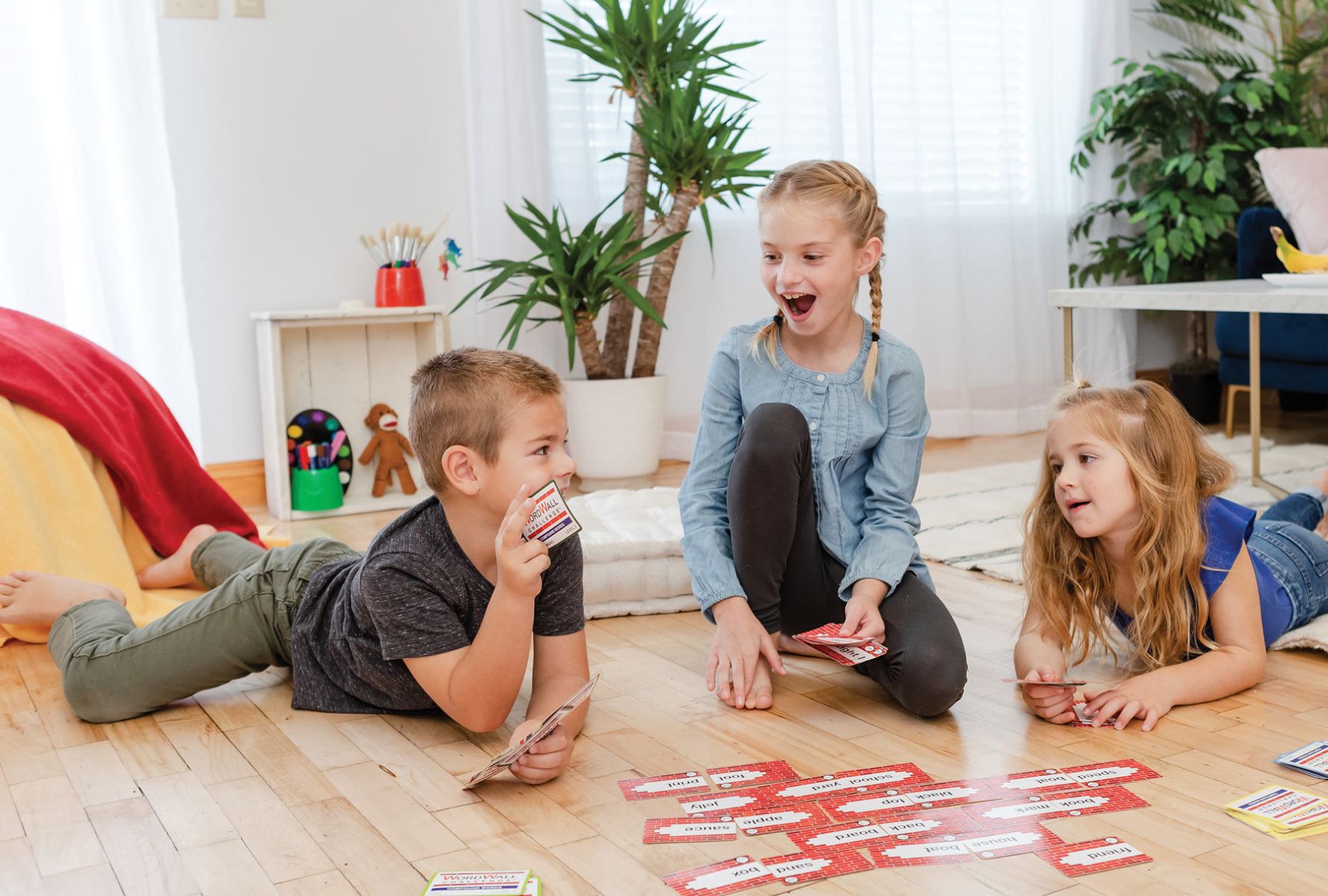 Kids playing Word Wall Challenge Card Game